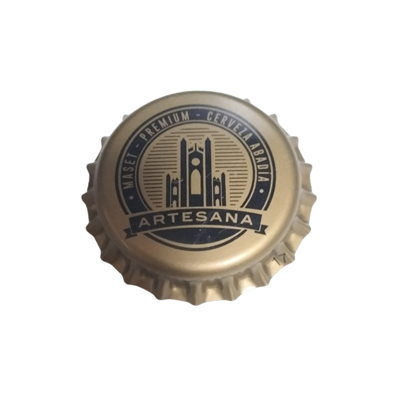 ESPAÑA (ES)  Cerveza Maset del Lleó Sin usar sin plástico en el reverso