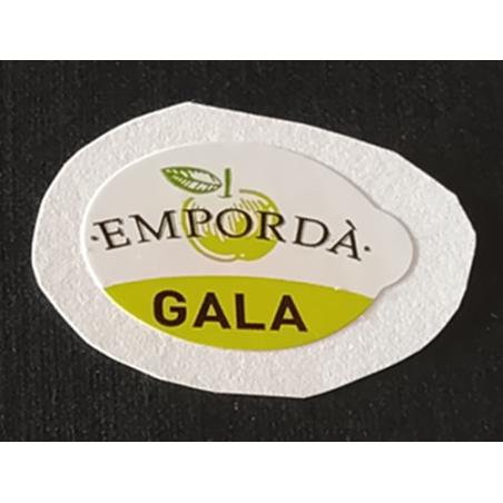 ETIQUETA DE FRUTA (USADA)--MANZANA  2.2 × 1.75 cm