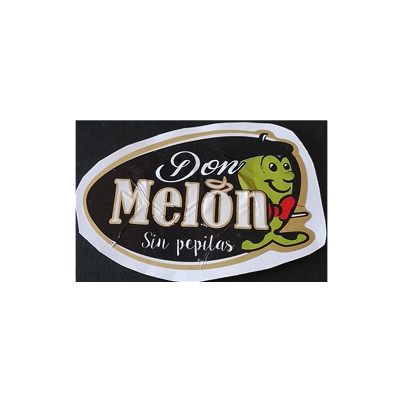 ETIQUETA DE FRUTA (USADA)--MELÓN   9.63 × 7.68 cm