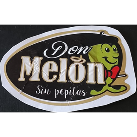 ETIQUETA DE FRUTA (USADA)--MELÓN   9.63 × 7.68 cm