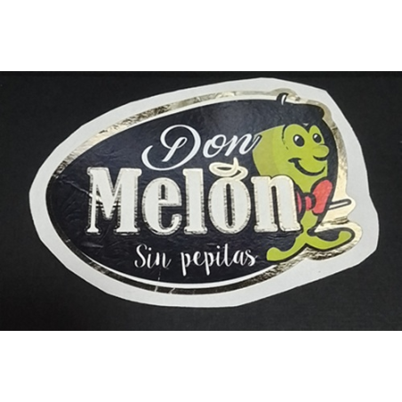 ETIQUETA DE FRUTA (USADA)--MELÓN   9.63 × 7.68 cm