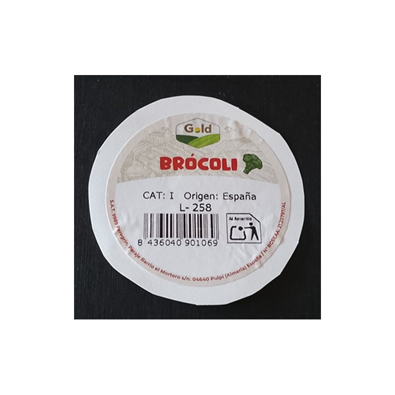ETIQUETA DE HORTALIZAS (USADA)--BRÓCOLI  5.20 x5.20
