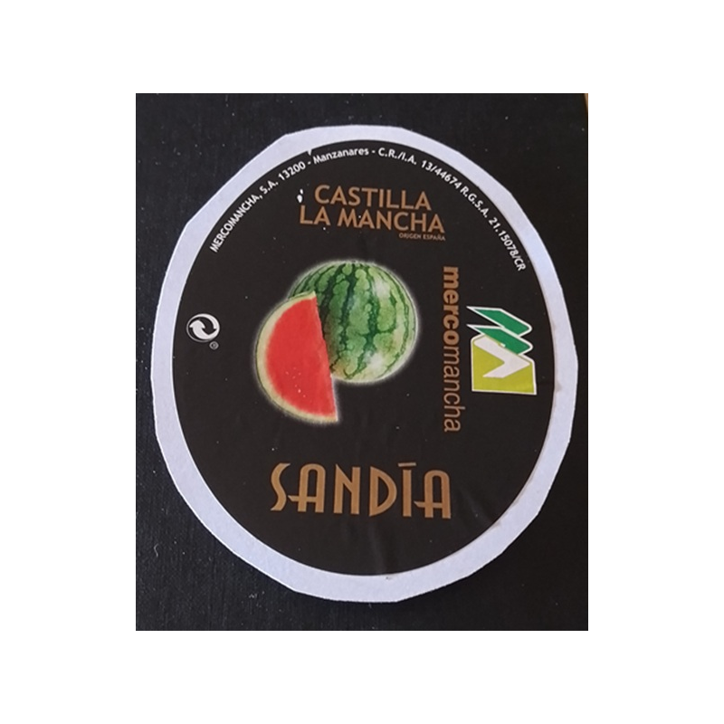 ETIQUETA DE FRUTA (USADA)--SANDIA  7.1 × 9.02 cm