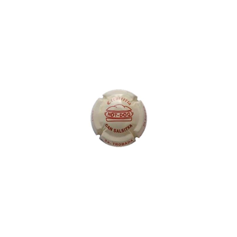 Pirulas Restauració X-34665 Placa color crema.Logotip i text color vermell.